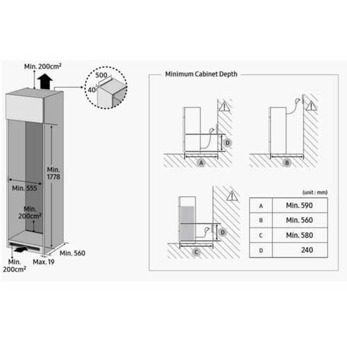 מקרר ‏מקפיא תחתון Samsung BRR297235WW ‏288 ‏ליטר סמסונג