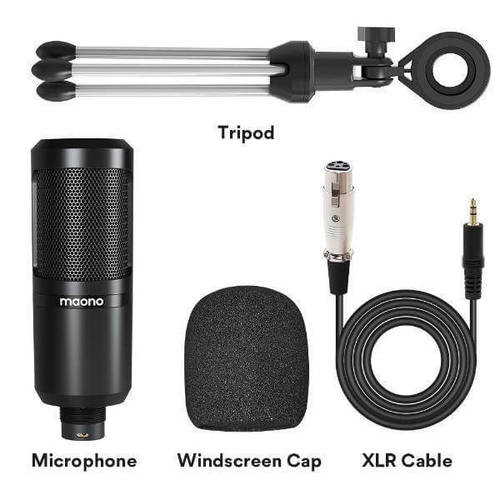 Maono AU-360TR מיקרופון עם טריפוד וכבל XLR - 3.5mm
