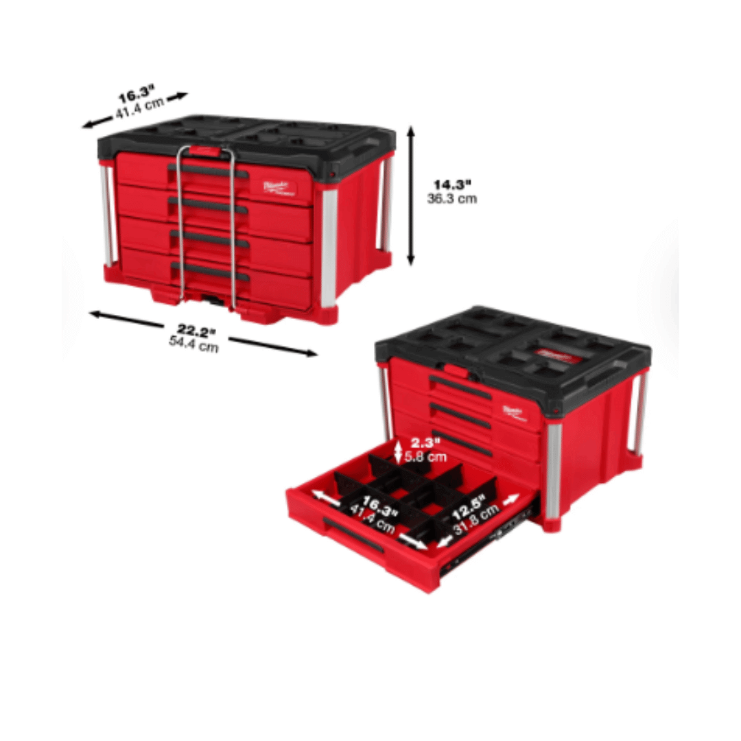 ארגז 4 מגירות Milwaukee PACKOUT 48-22-8444 | ארגז מילווקי