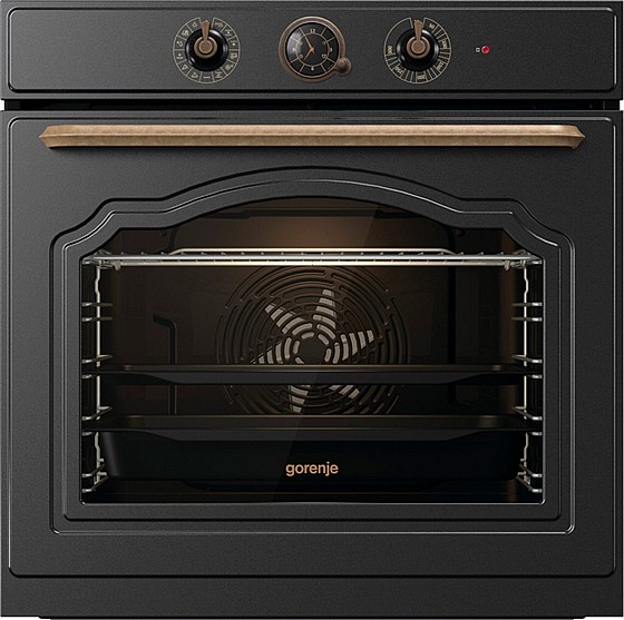 תנור בנוי כפרי רטרו שחור 77 ליטר gorenje BOS6737CLB
