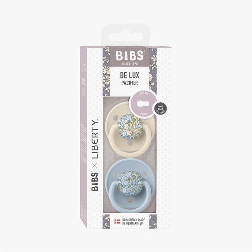 זוג מוצצי סיליקון De Lux Liberty One Size בז'/תכלת BIBS
