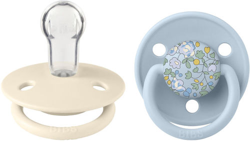 זוג מוצצי סיליקון De Lux Liberty One Size בז'/תכלת BIBS