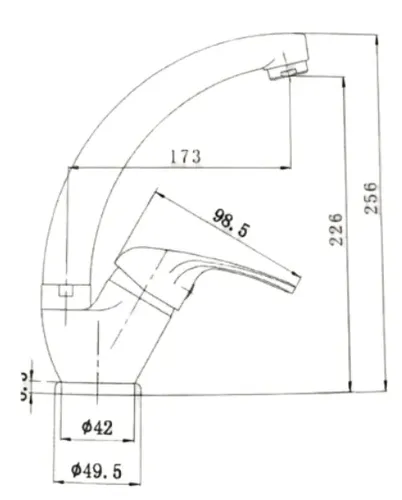 ברז ברבור ארוך עם פיה גבוהה ומתכווננת בגימור ניקל מבריק, דגם 5282, מותג ורד.