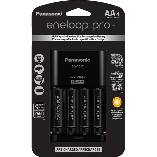 Panasonic eneloop pro מטען smartplus עם 4 סוללות AA 2500mAh