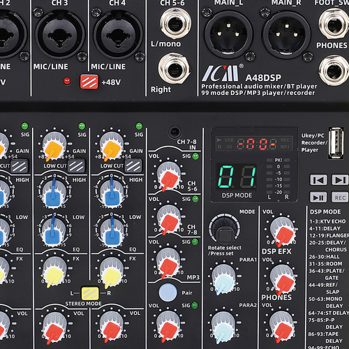 מיקסר 8 ערוצים עם אפקטים וICM MIX A48DSP Bluetooth 