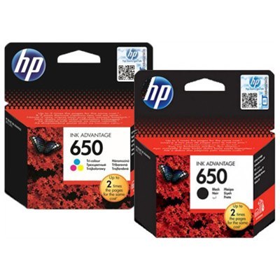 זוג ראשי דיו מקוריים HP 650 