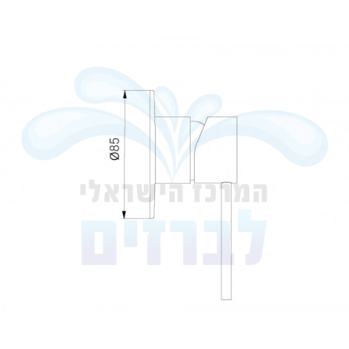 מידות אינטרפוץ 3 דרך קומפלט חמת 305283 מצדה ידית ארוכה וכיסוי עדין