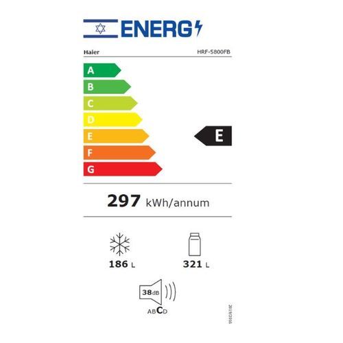 מקרר מפואר 4 דלתות 507 ליטר Haier HRF-5800FB זכוכית שחורה האייר