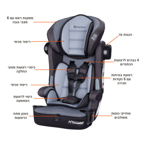  מושב בטיחות 3 ב 1 ™Hybrid מבית ®Baby Trend (אפור)