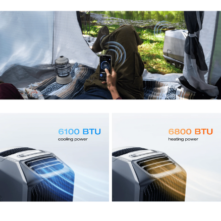 מזגן נייד WAVE 3 כולל סוללה קיבולת 1024W