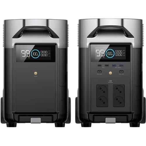 קיט תחנת כוח ניידת ECOFLOW DELTA 3600 PRO + תא הרחבה כולל 3 פאנלים סולאריים 540W