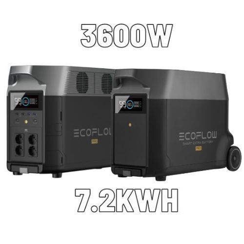 קיט תחנת כוח ניידת ECOFLOW DELTA 3600 PRO + תא הרחבה כולל 3 פאנלים סולאריים 540W