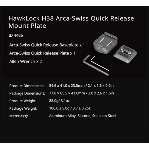 SmallRig 4486 Arca-Type Base with Quick Release Plate