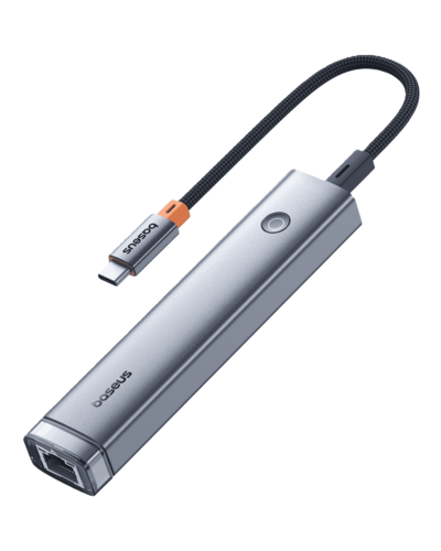 מפצל Baseus 5-Port Hub HDMI RJ45 Type C, צבע שחור, שנה אחריות יבואן רשמי 