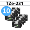 מארז 10 סרטי מדבקה TZe-231 תואמים פרימיום שחור על לבן 12 מ״מ