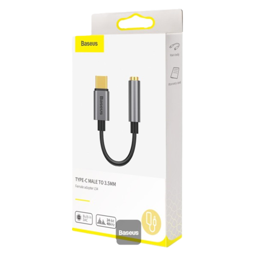 מתאם Baseus Aux 3.5mm To Type C L54, צבע שחור
