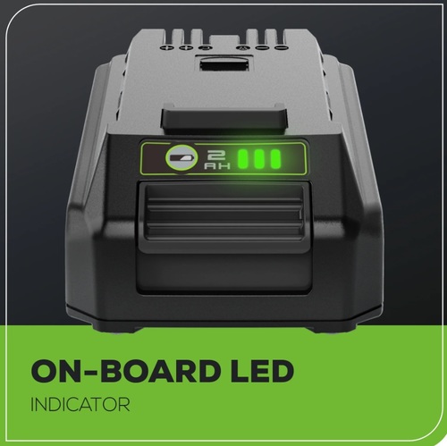 סוללת ליתיום GREENWORKS 24V 2.0Ah דור 2 דגם 99582-1 עם תאי Panasonic מתקדמים, טעינה מהירה ומערכת ניטור חכמה לביצועים מקצועיים