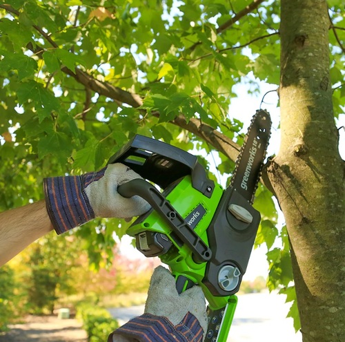 מסור שרשרת GREENWORKS 24V דגם G24CS25 עם להב OREGON 25 ס