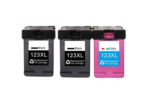 HP 123XL זוג 2 ראשי דיו תואמים שחורים + ראש דיו תואם צבע 