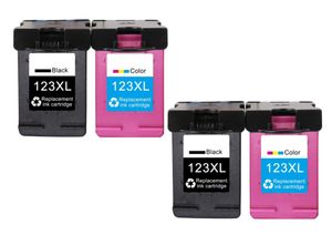 HP 123XL רביעיית ראשי דיו תואמים 2 שחור ו2 צבע בכמות גדולה 
