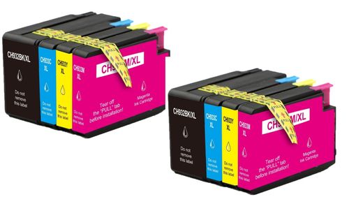 2 סטים מלאים ראשי דיו תואמים HP 932XL/933XL