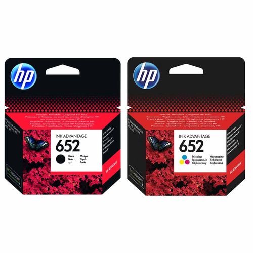 ראשי דיו hp 652 זוג מקורי שחור וצבעוני