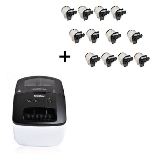 מדפסת מדבקות תרמית Brother QL700 – ברדר + 12 גלילי מדבקה רציף תואם למדפסת Brother DK-22205 ברדר