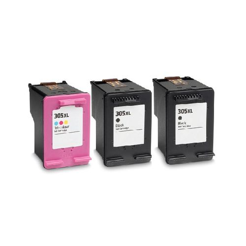 זוג 2 ראשי דיו תואמים שחורים HP 305XL + ראש דיו תואם צבע כמות כפולה מהמקורי XL