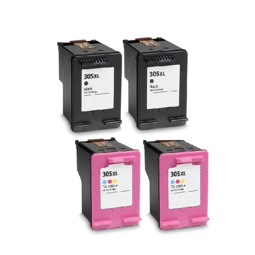 HP 305XL רביעיית ראשי דיו תואמים 2 שחור ו2 צבע בכמות כפולה מהמקורי XL