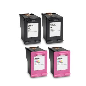 HP 305XL רביעיית ראשי דיו תואמים 2 שחור ו2 צבע בכמות כפולה מהמקורי XL