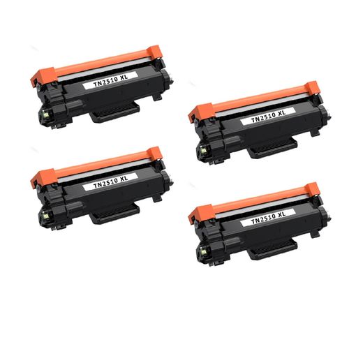 4 יחידות טונר שחור תואם BROTHER TN2510XL