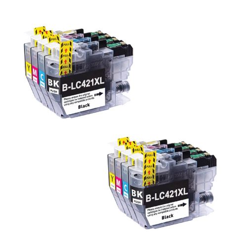 2 סטים  מלאים ראשי דיו תואמים למדפסת Brother LC421XL 