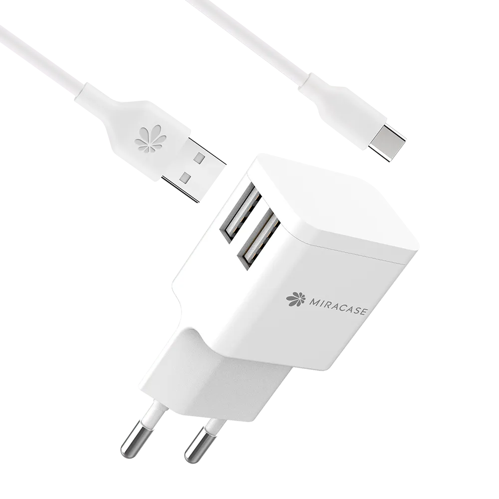 מטען קיר דגם MWC244 הכולל כבל Type-c בצבע לבן מבית Miracase מירהקייס