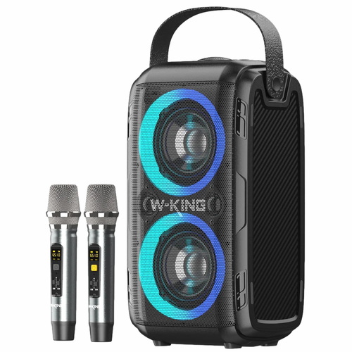 ‏בידורית קריוקי T9 Pro+‎ 2 מיקרופונים אלחוטיים W-king