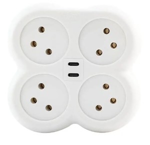מפצל חשמל 1 ל-4 פרפר עם 2 חיבורים  SEMICOM SW-ADP4C TYPE-C