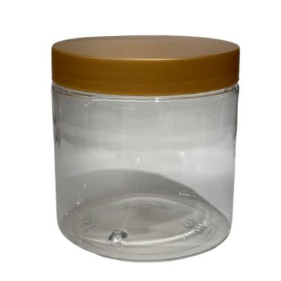 צנצנת פלסטיק הברגה עם מכסה זהב (1 י
