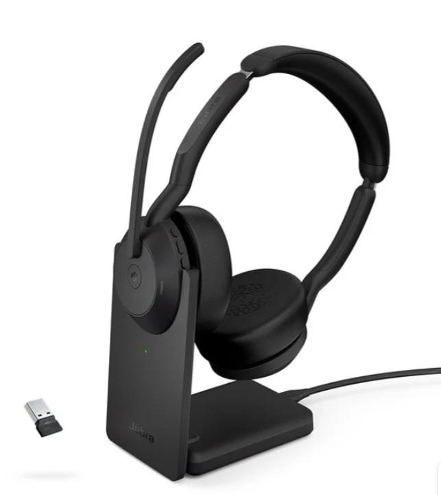 אוזניות אלחוטיות JABRA EVOLVE2 55 LINK380A MS STEREO STAND
