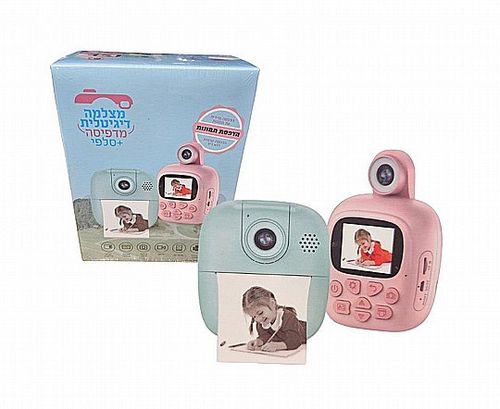מצלמת ילדים מדפיסה עם עינית מסתובבת למצב סלפי