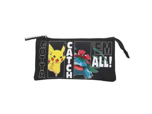 קלמר בית ספר פוקימון 3 תאים זוהר בחושך Pokemon Pencil Case
