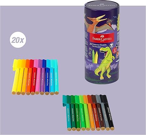 20 טושים צבעוניים איכותיים בקופסת מתכת (בדרת הדינוזאור)