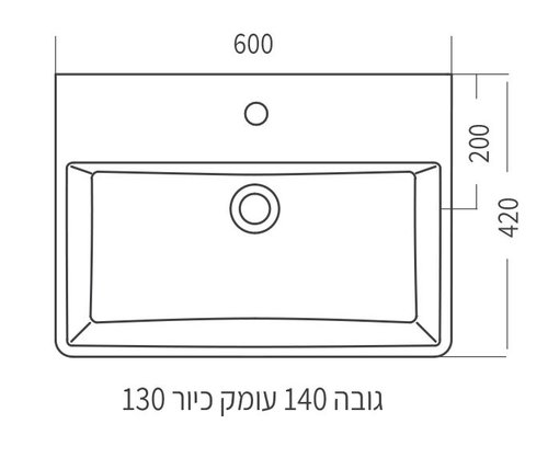 כיור מונח מחרס מרובע עם חור לברז | אופציה לתליה ניו-יורק 60 New-York מק
