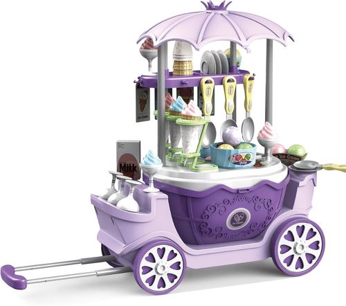 טרולי הופך לדוכן גלידה 4 ב 1 עם שלל אביזרי משחק