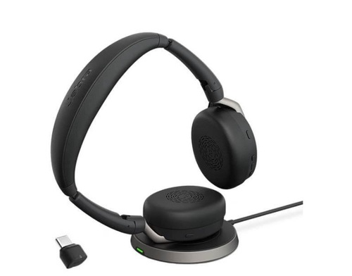 אוזניות אלחוטיות Jabra Evolve2 65 Flex Link380c MS Stereo Wireless Charger