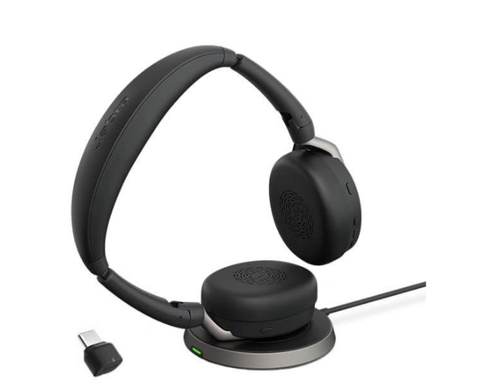 אוזניות אלחוטיות Jabra Evolve2 65 Flex Link380c MS Stereo Wireless Charger