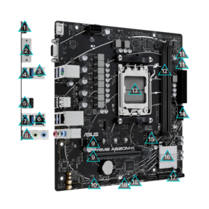 לוח ASUS A620M-K PRIME AMD AM5 USB3.2 AURA 90MB1F40