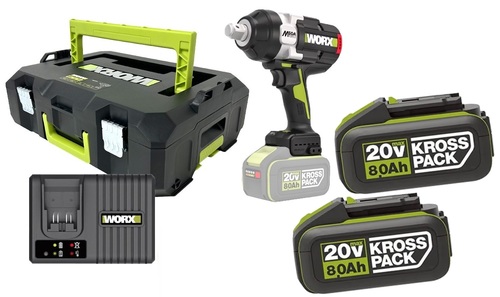 מפתח רטיטה D3/4 כולל 2 סוללות 8AH מבית WORX