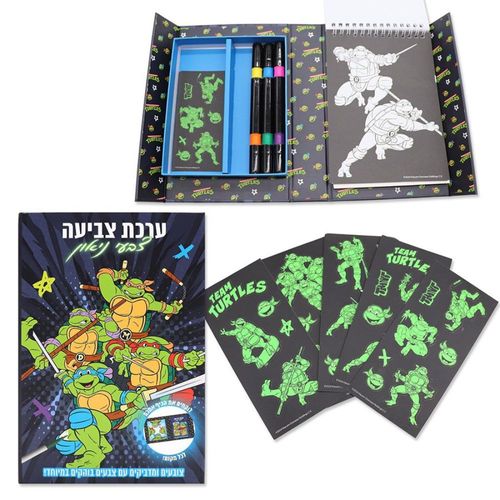צבי הנינג'ה - ערכת צביעה סגירה מגנטית צבעי ניאון - TURTLES
