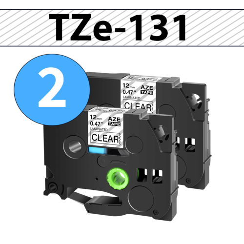 מארז 2 סרטי מדבקה TZe-131 תואמים פרימיום שחור על שקוף 12 מ״מ