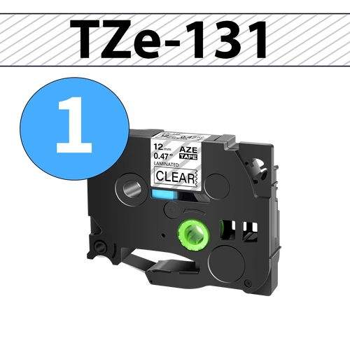 סרט מדבקה TZe-131 תואם פרימיום שחור על שקוף 12 מ״מ