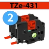 מארז 2 סרטי מדבקה TZe-431 תואמים פרימיום שחור על אדום 12 מ״מ